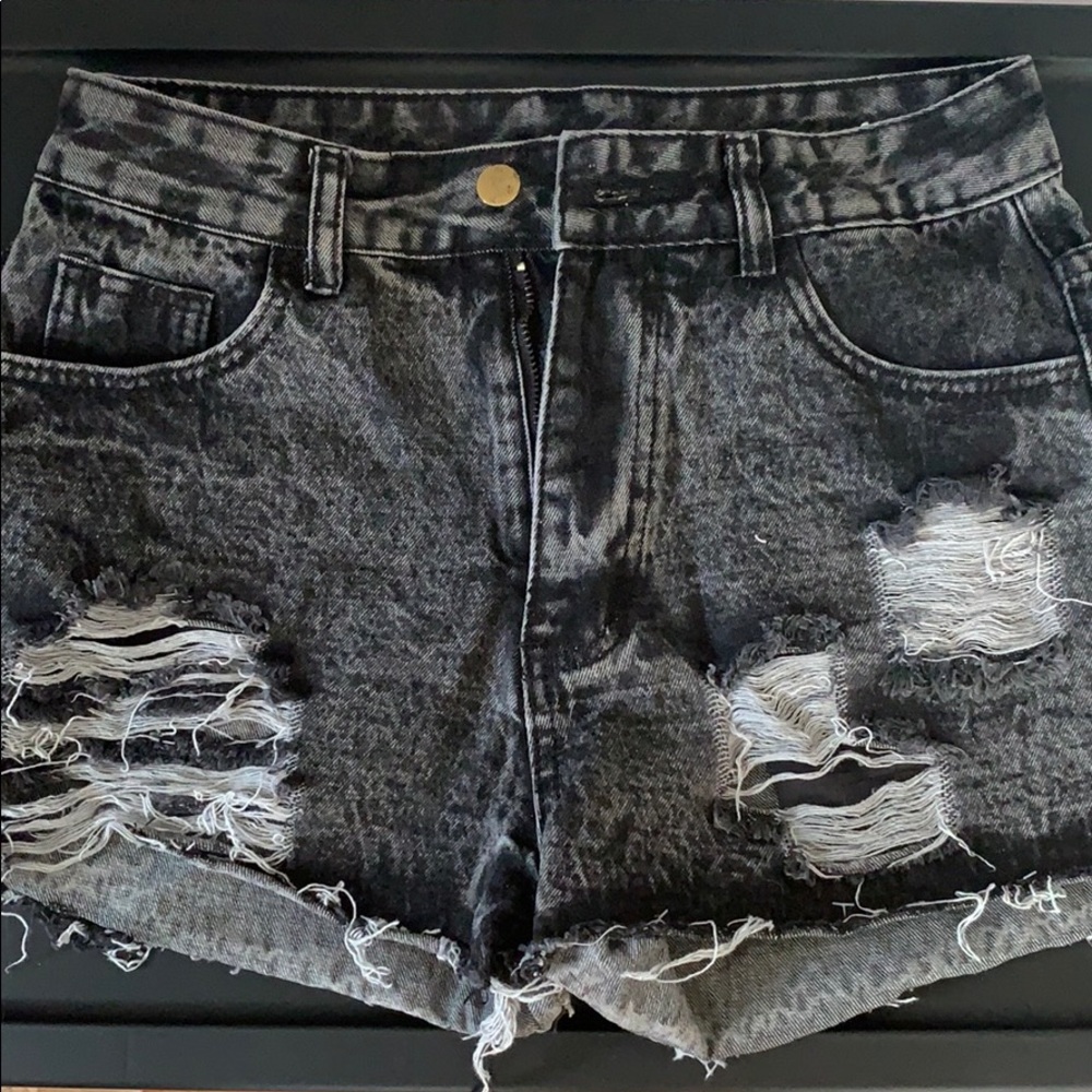 SHEIN Black Ripped Jean Shorts